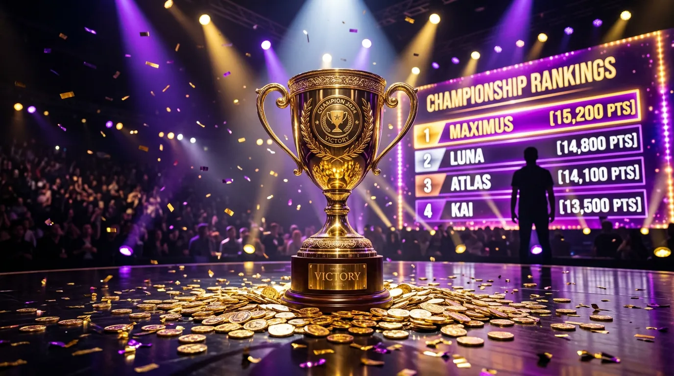 Sweepstakes casino tournament leaderboard with players competing for prizes