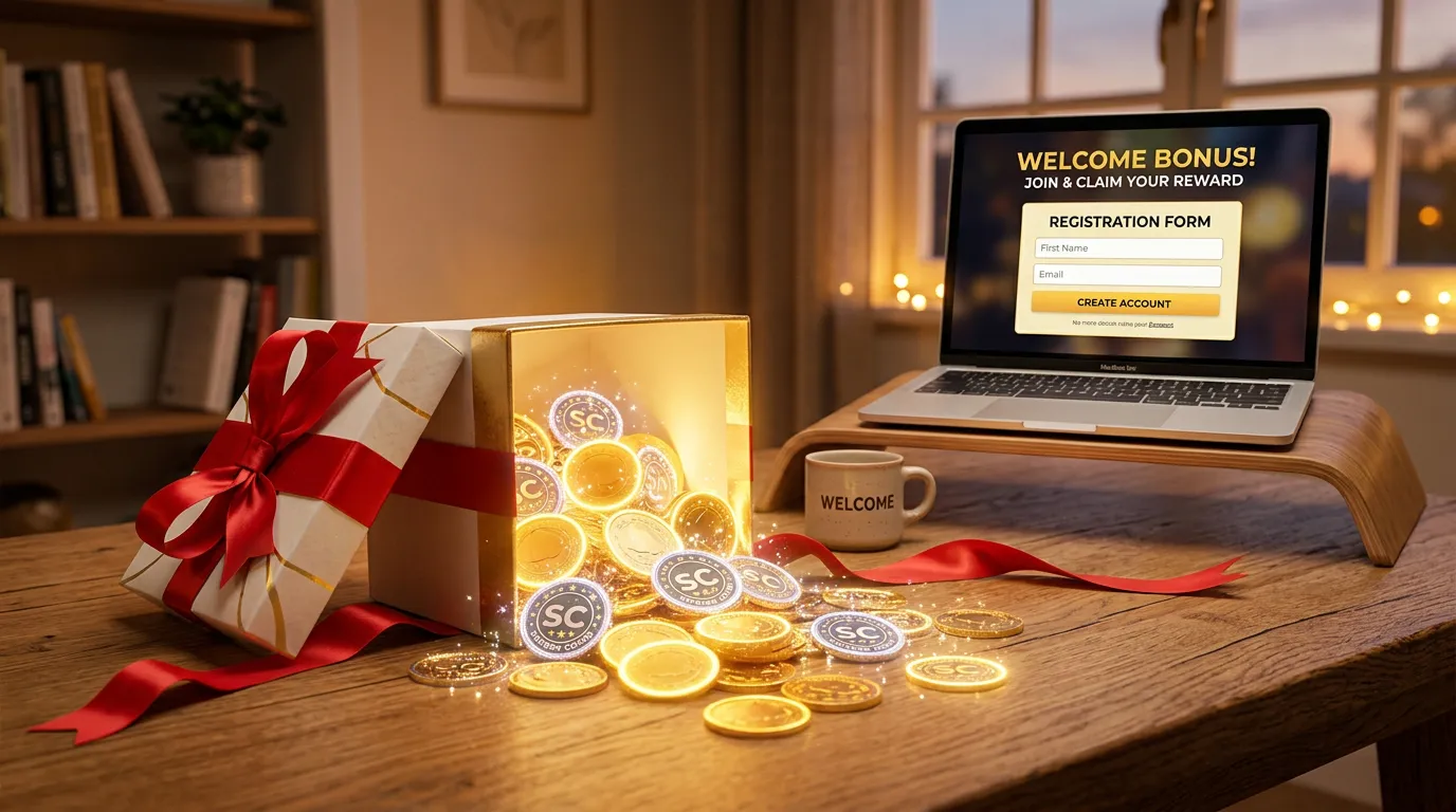 Sweepstakes casino welcome bonus package with gold and sweeps coins